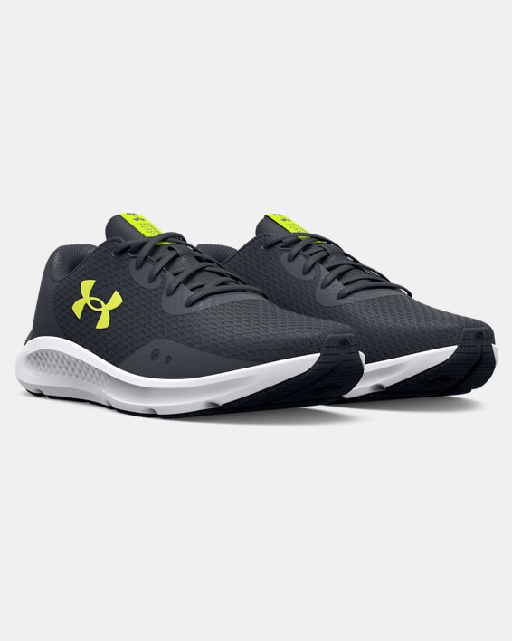 Men's UA Charged Pursuit 3 Metallic Running Shoes, Gray, pdpMainDesktop image number 3